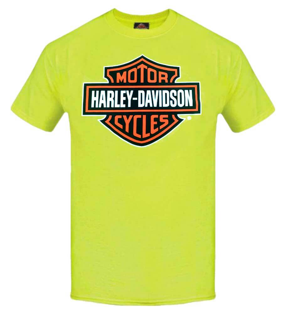 Harley-Davidson Men’s Elongated Bar & Shield Safety Green T-Shirt. 30291737