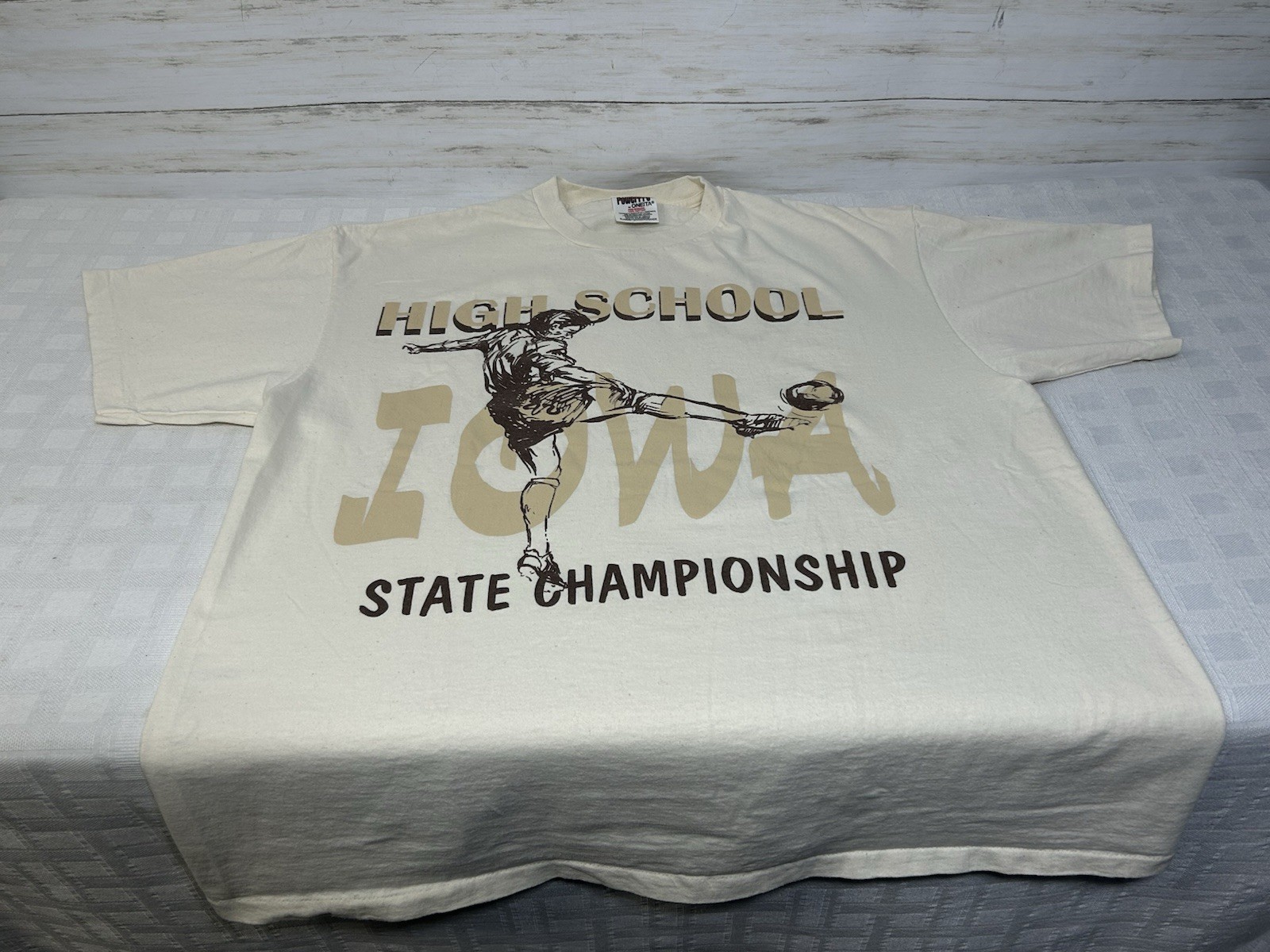 Vintage SINGLE STITCH IOWA HIGH SCHOOL Soccer State Championship T-SHIRT XL Men