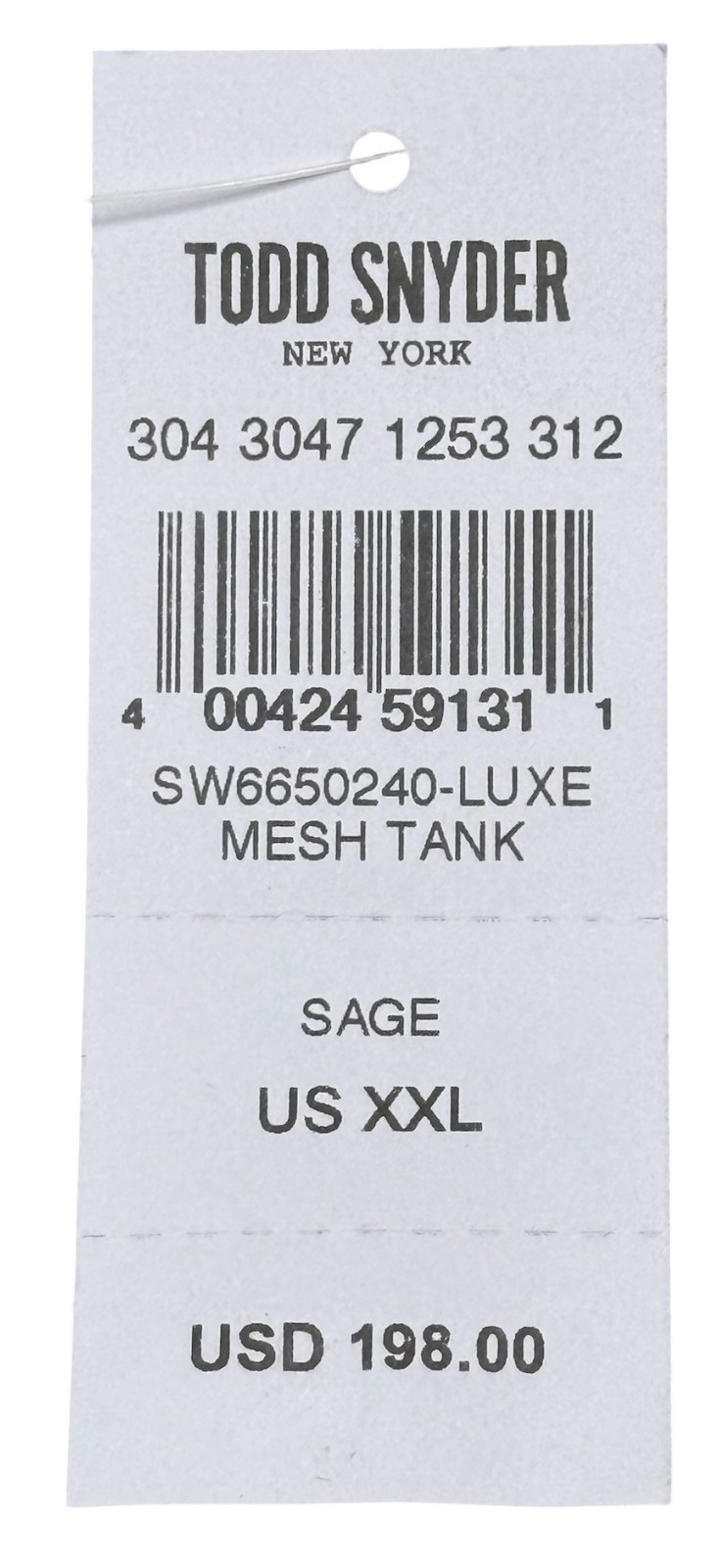 Todd Snyder Luxe Mesh Tank Shirt Tee Sage Cotton-Nylon Sz 2XL New $198