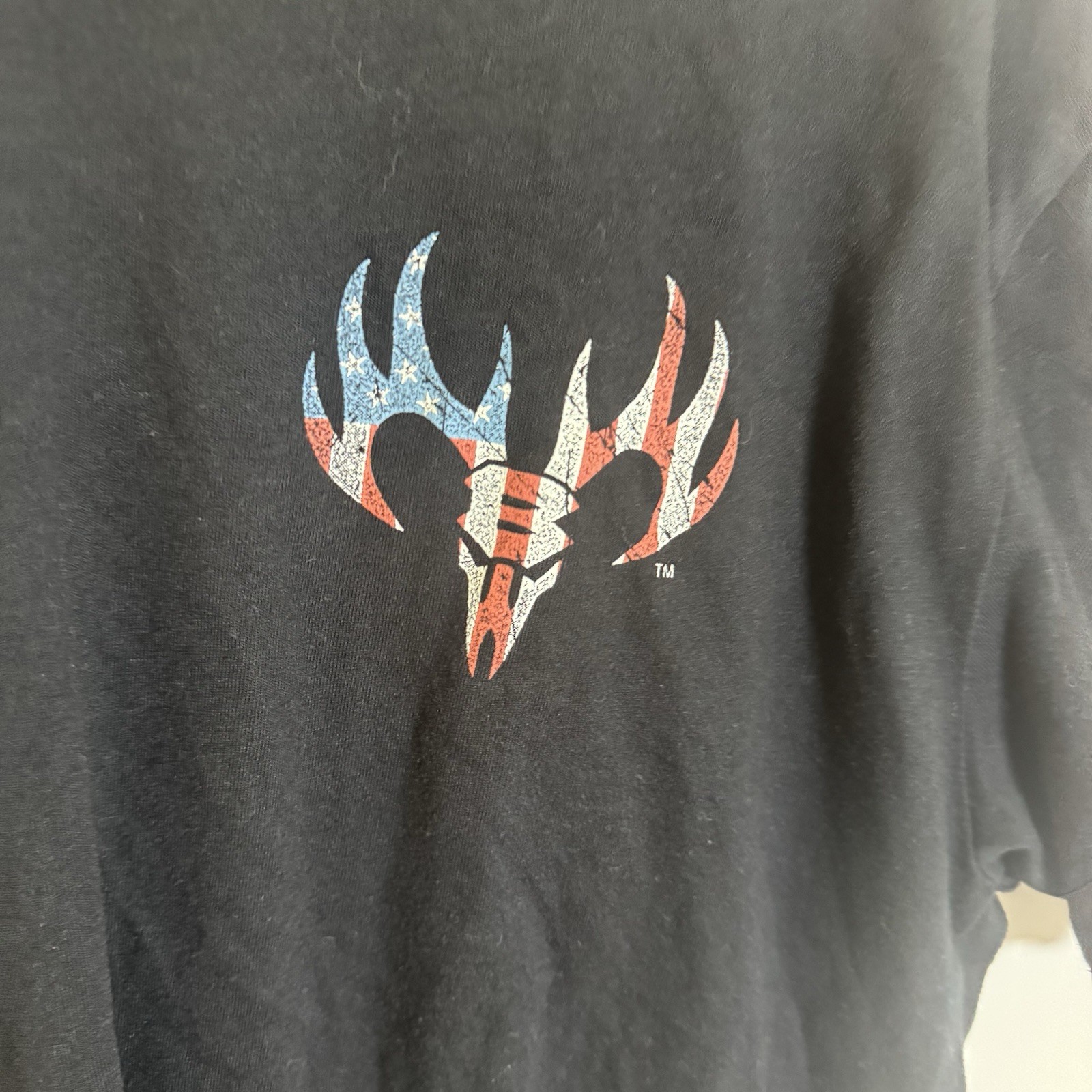 JEDCO Freedom Deer Skull Flag Graphic T Shirt Men’s Large Black Patriotic USA