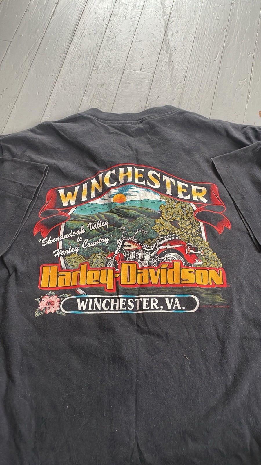 insane RARE grail 1988 winchester harley davison button up striped polo shirt/L