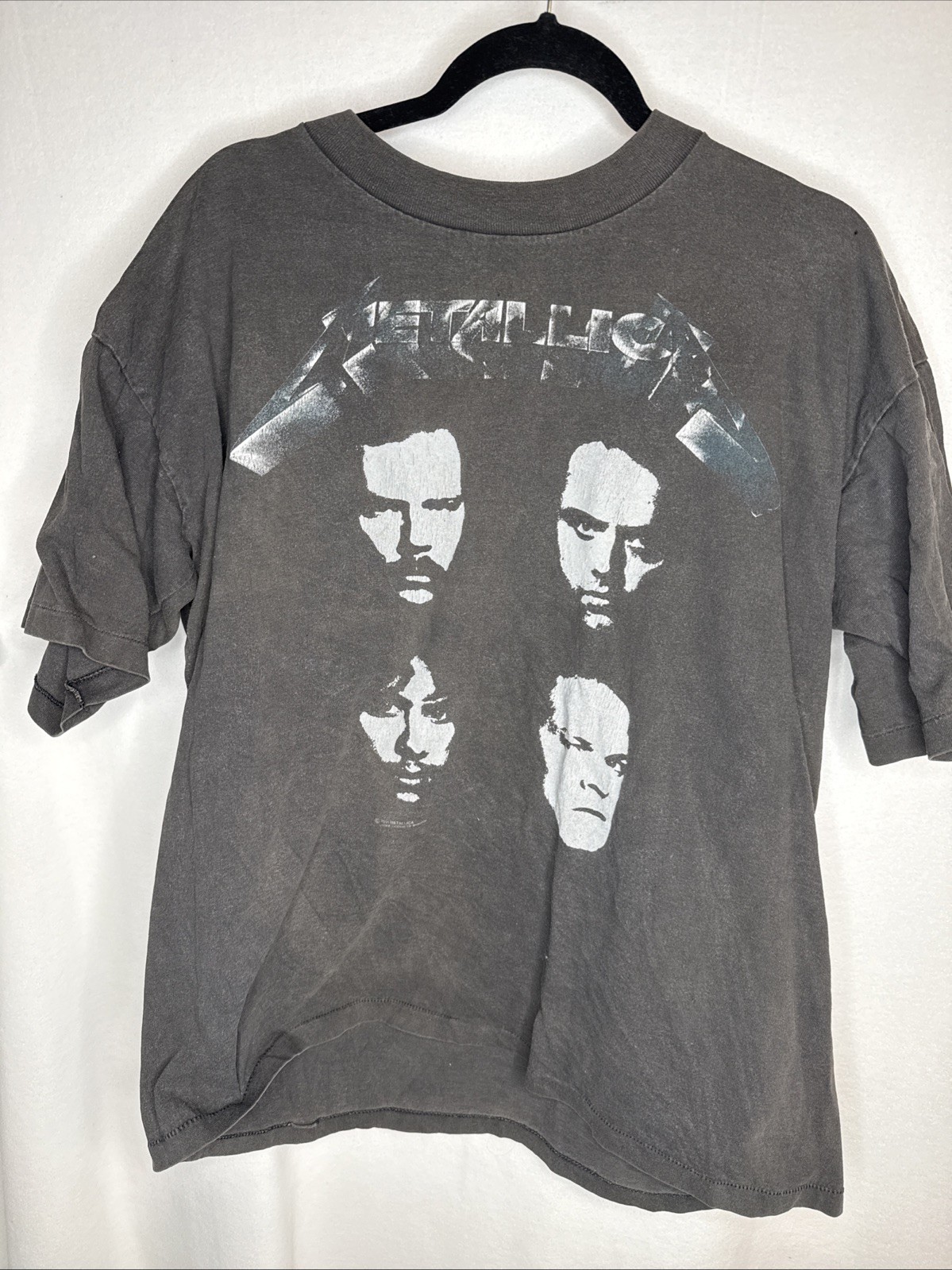 Vintage Metallica Shirt Mens XL Black 90s 1991 Tour Back Hit Album Faces Band