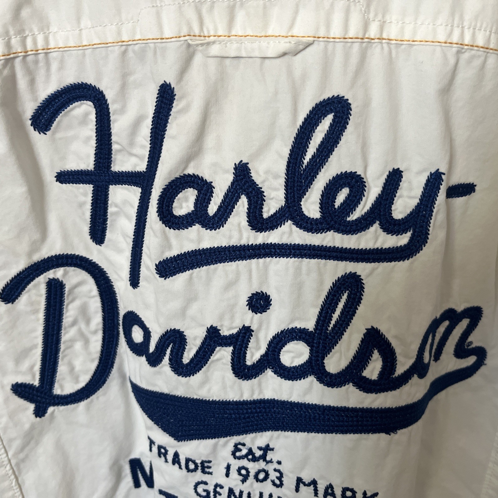 Harley Davidson | Chain Stitch Embroidered T-Shirt White | Size XL