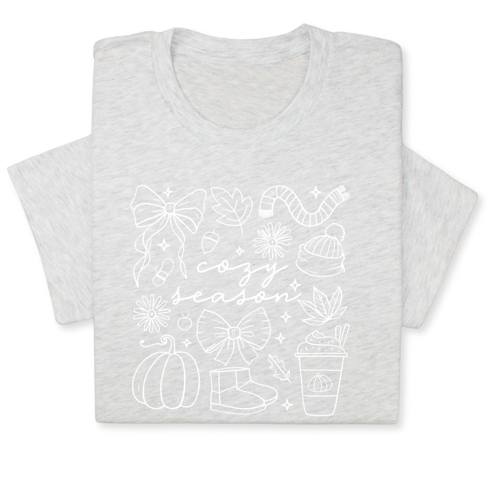 Cozy Season Fall Doodle T-Shirt, Pumpkin Coffee Autumn Graphic Tee