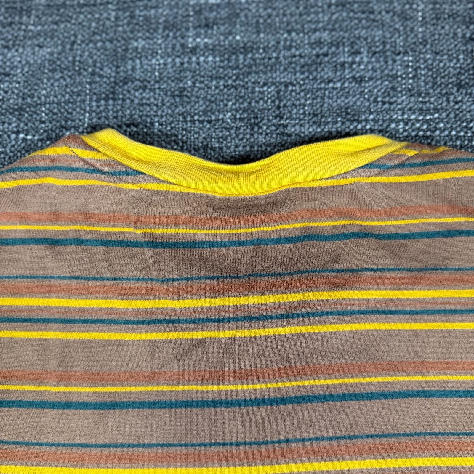 HUF Striped Knit T-Shirt Brown and Yellow Multi Stripe