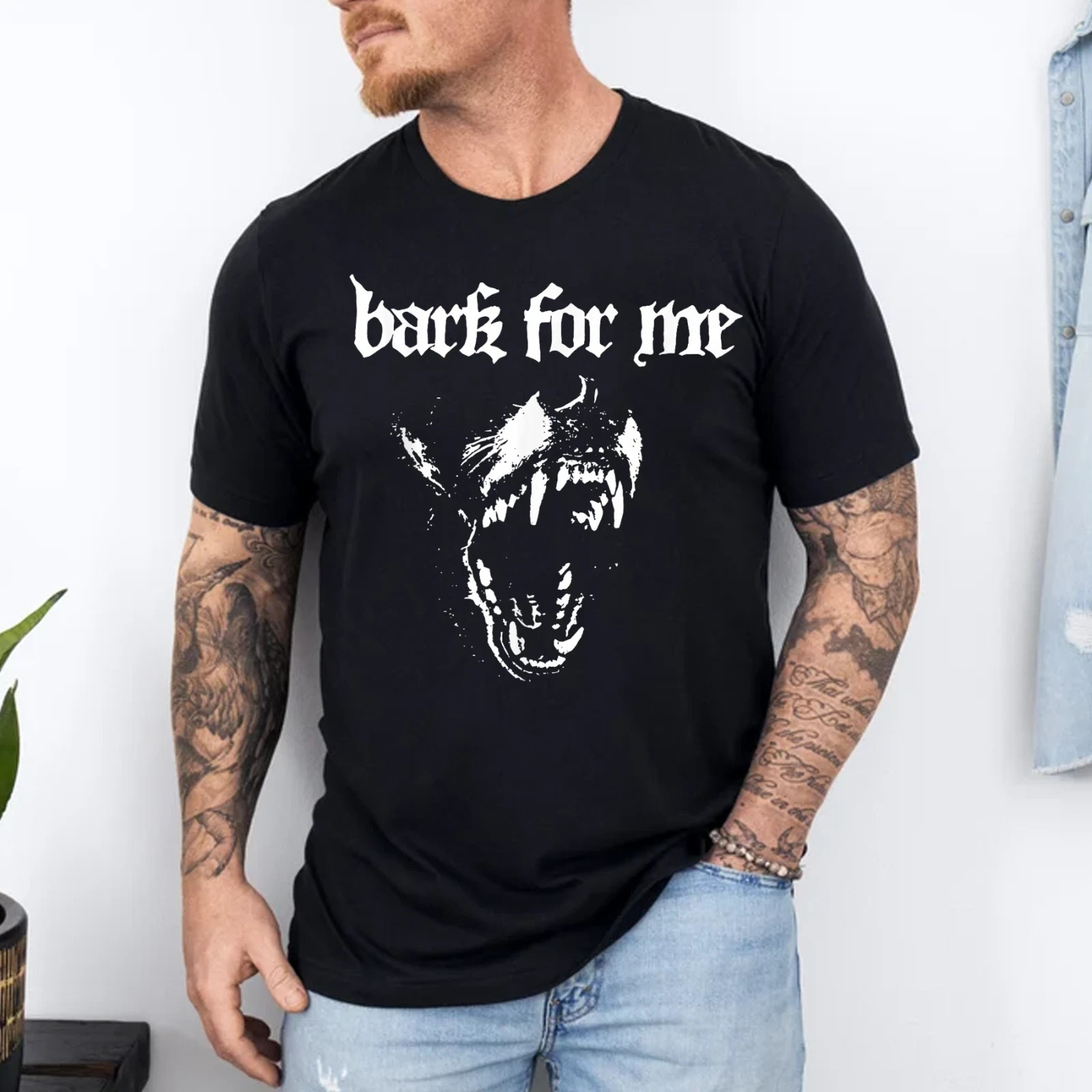 Bark for Me Fierce Dog Blackletter Aesthetic Trendy T-Shirt Full Size HV260