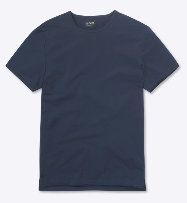 Cuts Clothing Split Hem Signature Shirt Mens Large Pacific Blue Stretch Pica Pro