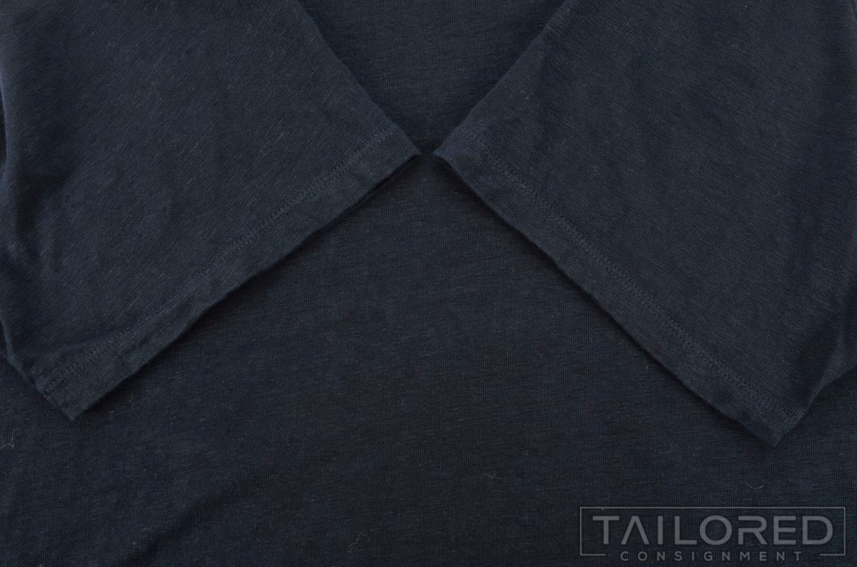 VINCE Solid Blue 100% LINEN Mens Luxury Mens T-Shirt – XL