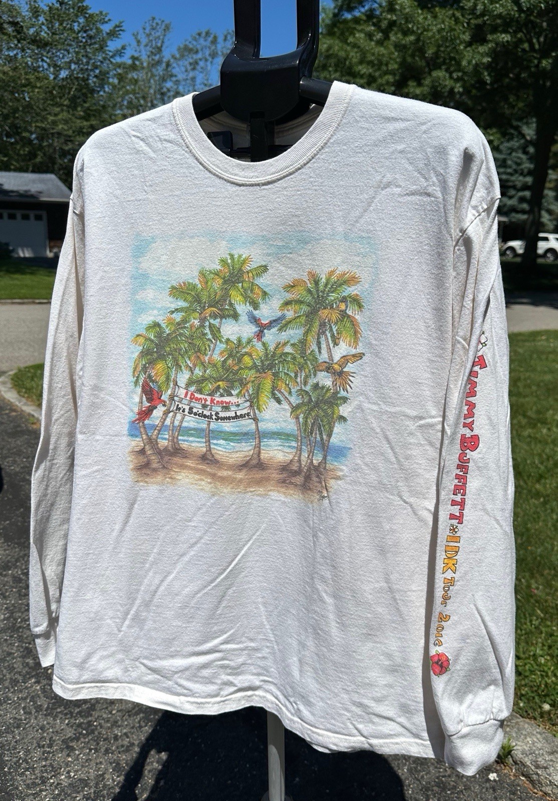 Jimmy Buffett IDK Tour 2016 Tee Mens XL L/S White Concert Shirt 5 O’clock