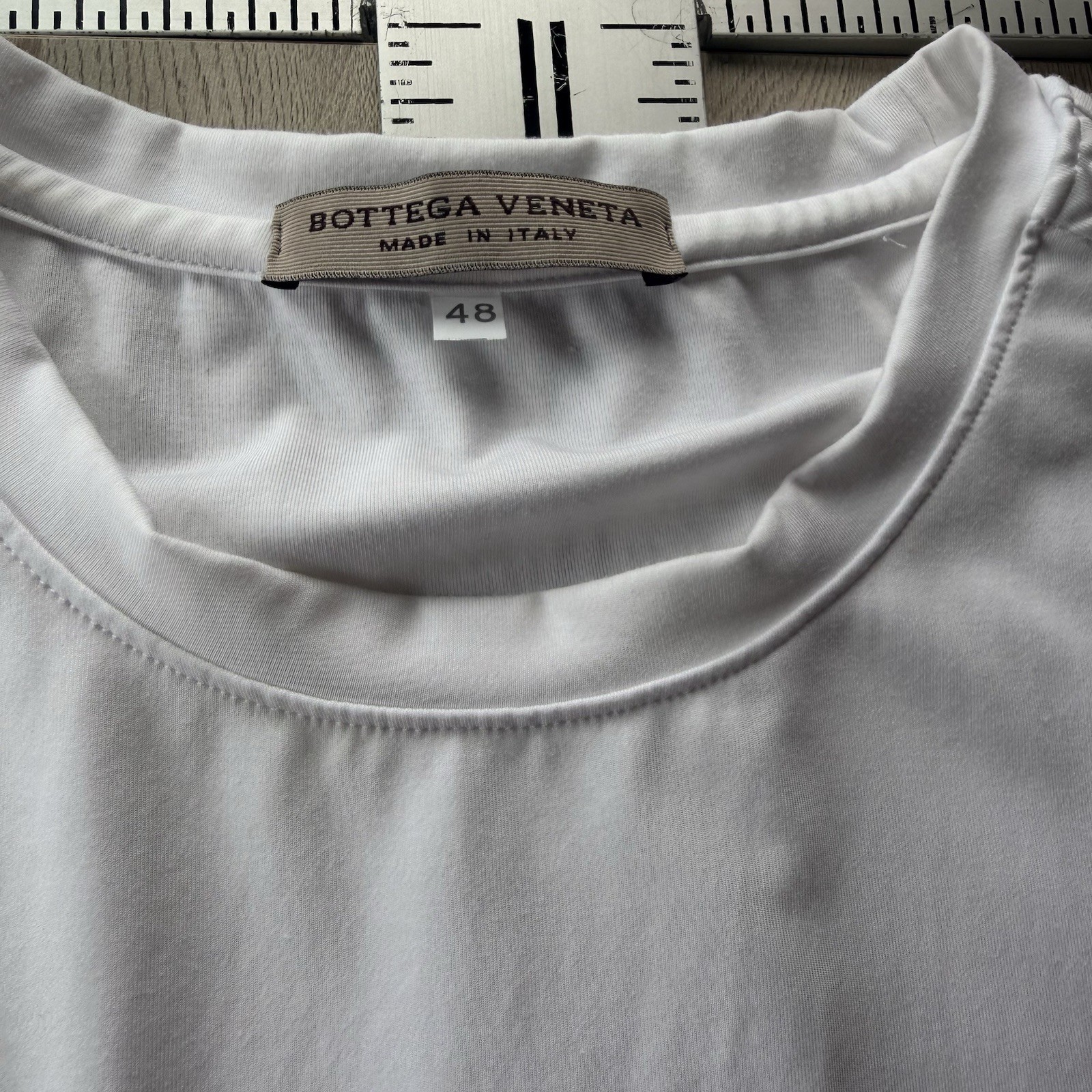 Bottega Veneta White Logo Patch T-Shirt Size 48 Made In Italy Luxury Tee