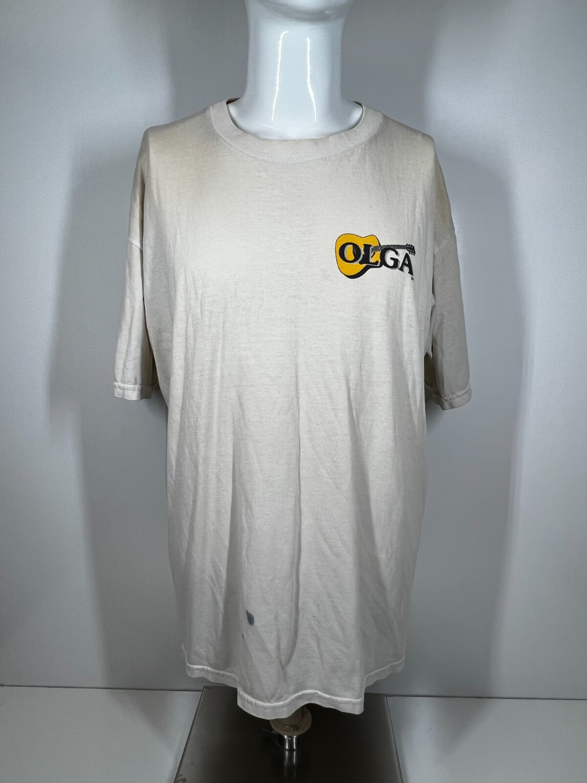 Jerzees O.L.G.A Off White Long Sleeve Shirt Guitar Archive Unisex SZ XL
