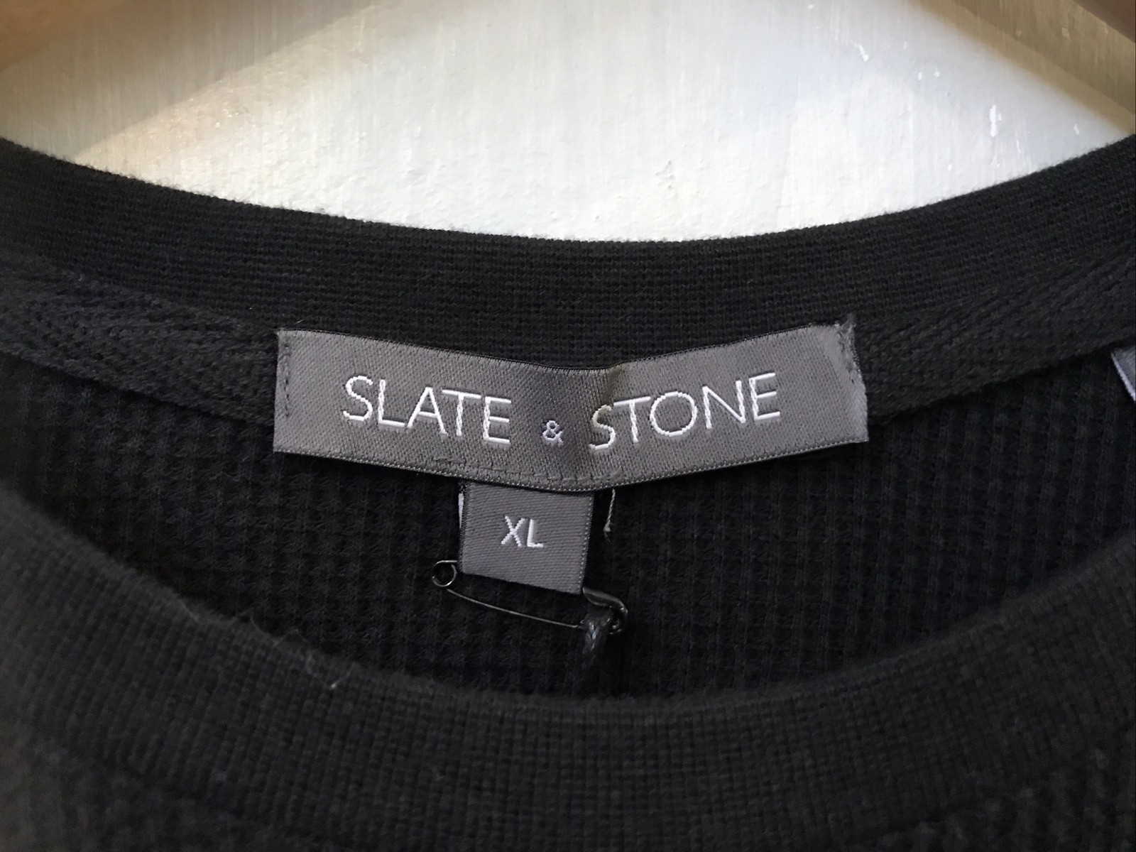 Slate Stone Mens Black Thermal Waffle Top Long Sleeve Classic Size XL NWT