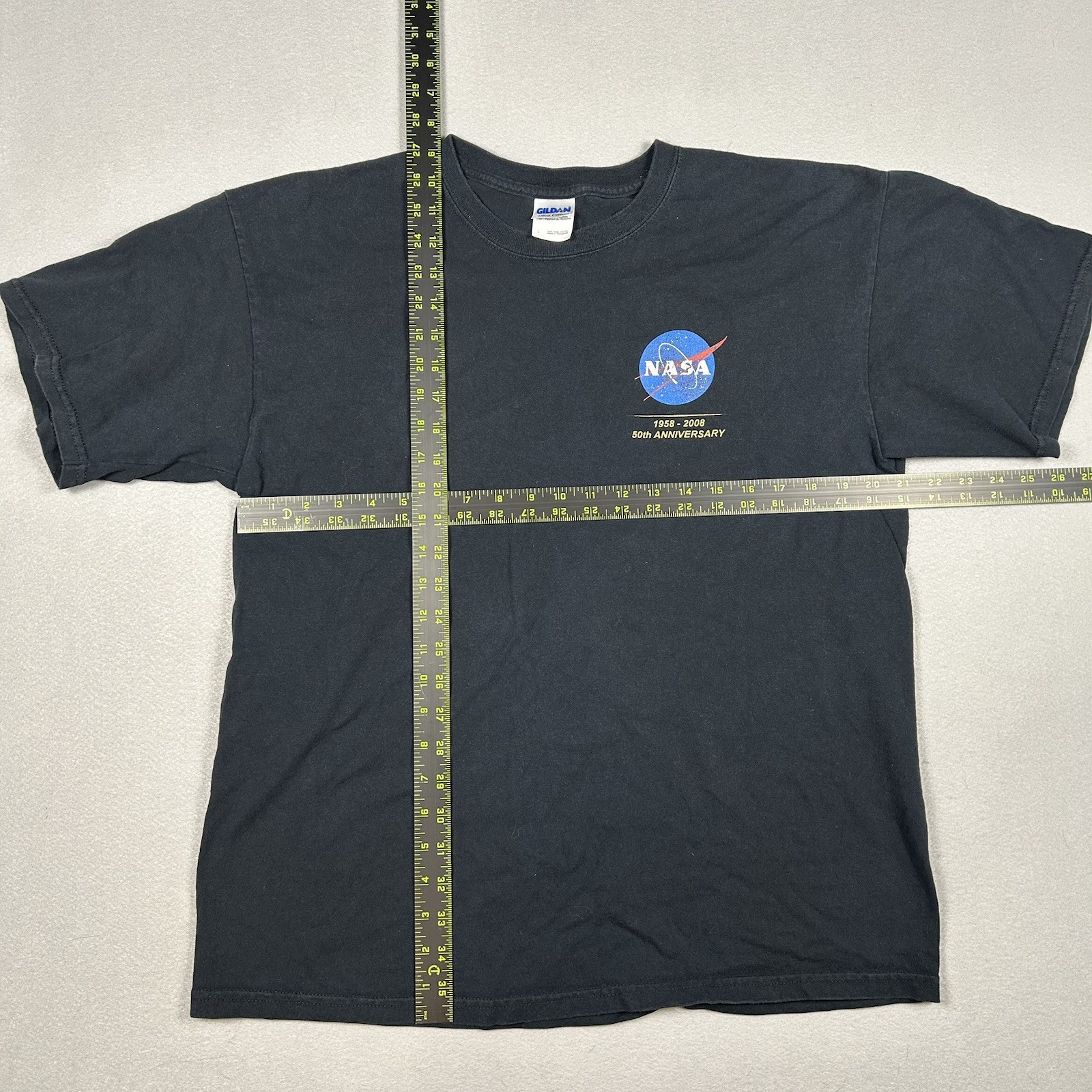 NASA Shirt Gildan Mens Large Black 50th Anniversary Graphic 1958-2008
