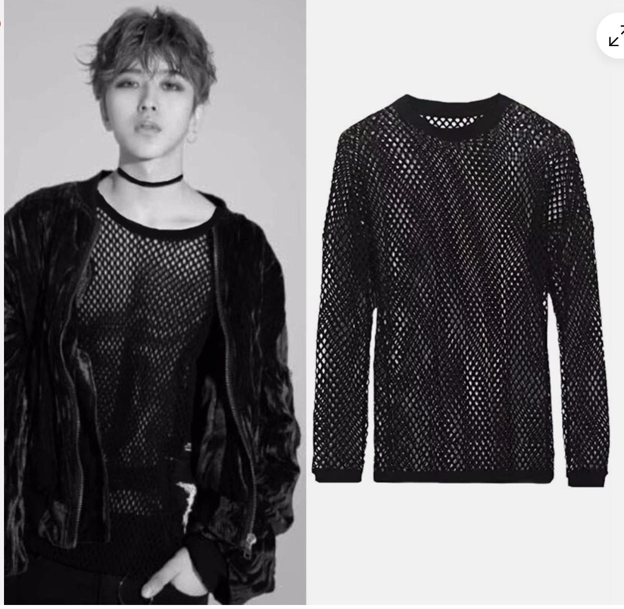 Men Drop Shoulder Fishnet Mesh T-Shirt Stretch Top Tee Shirt Gothic Punk Casual