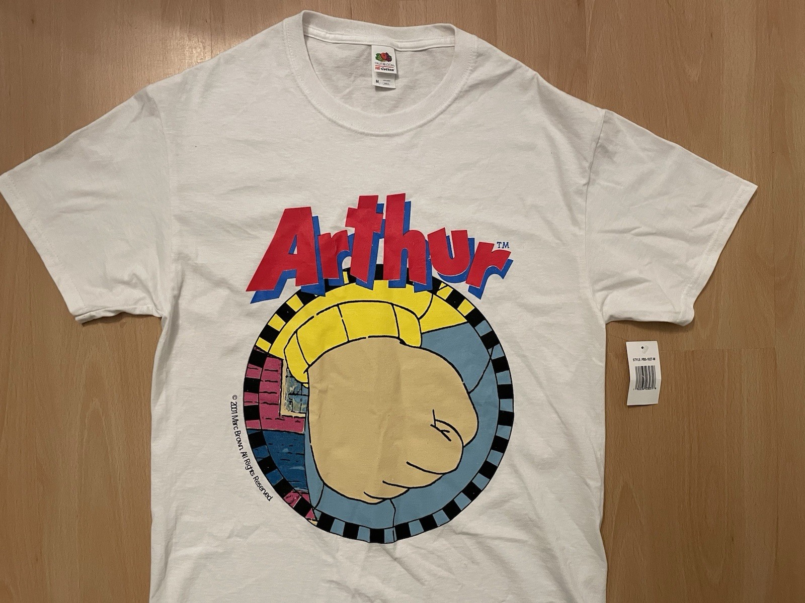 Vintage 2001 Arthur Graphic Fist T-shirt White Medium Meme Fruit of the Loom