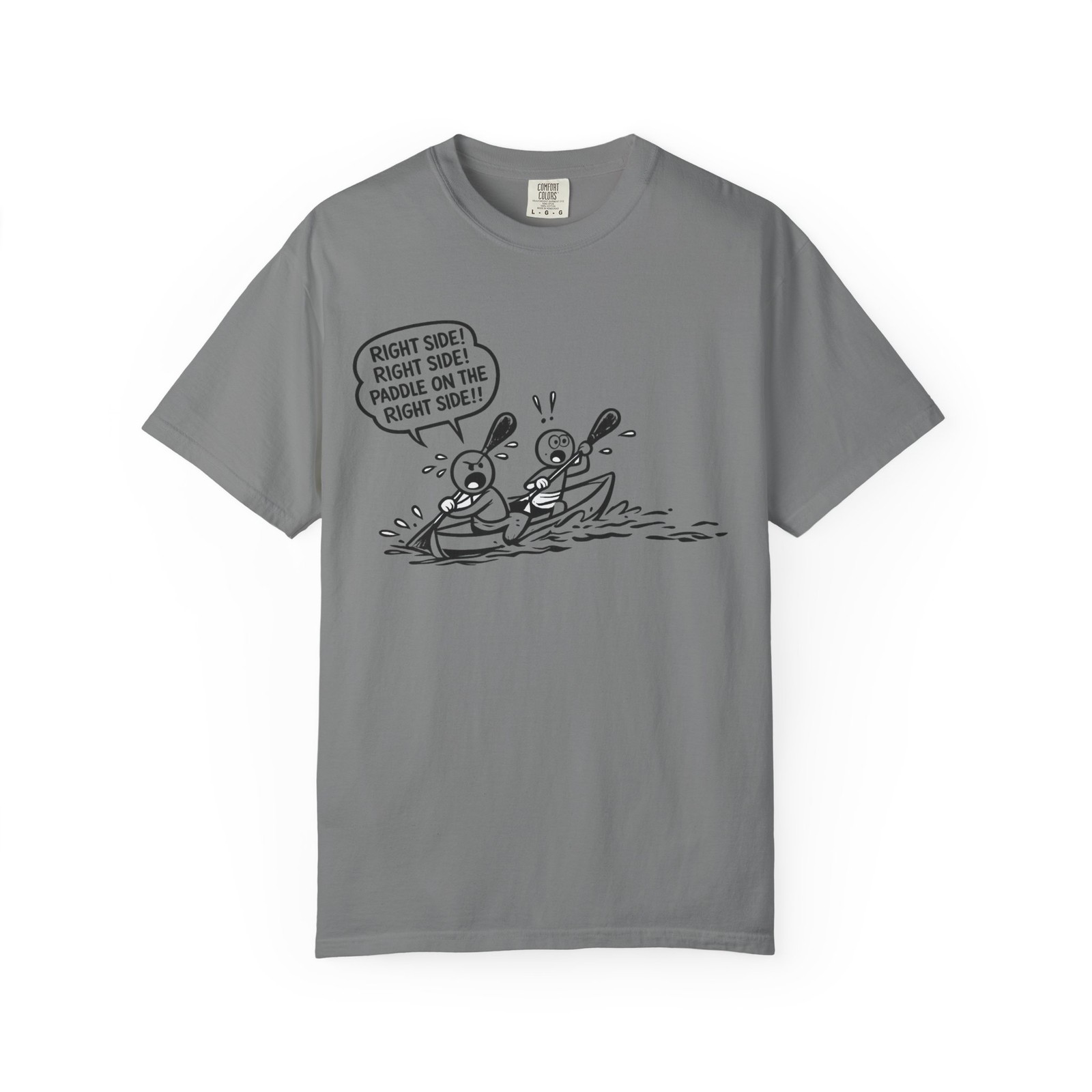 Right Side Paddle Cartoon, T-Shirt | Kayak Rowing Funny Illustration