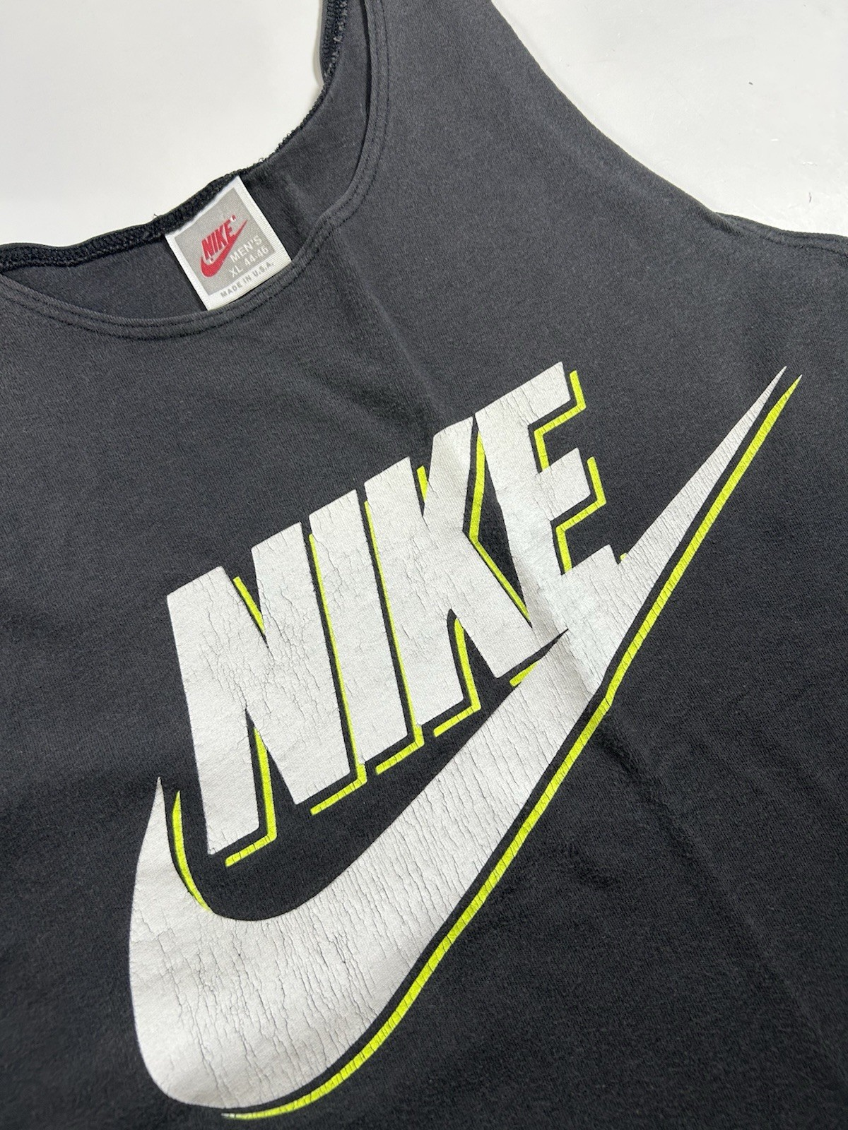 Vintage Nike Tank Top Big Graphic Logo Spell Out Swoosh Size XL Beach 80s 90s