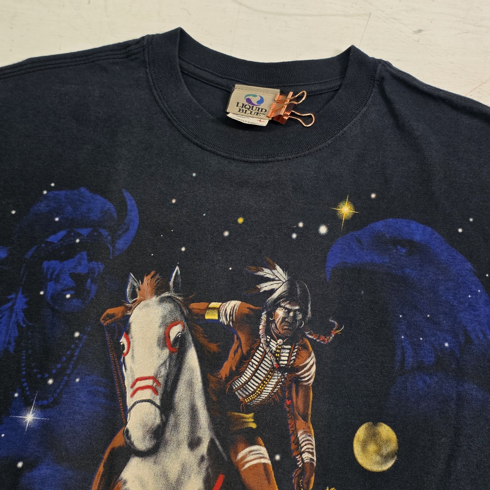 Liquid Blue Native American Horse AOP T-Shirt Mens L Brian Fox 1998 Vintage EUC