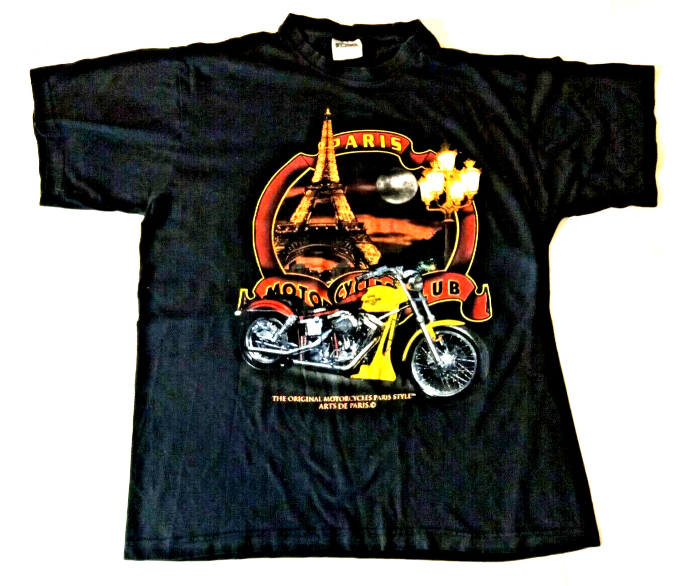 VINTAGE SOLS BEST QUALITY UNISEX BLACK PARISH MOTORCYCLE UB T-SHIRT-SIZE XL-EUC