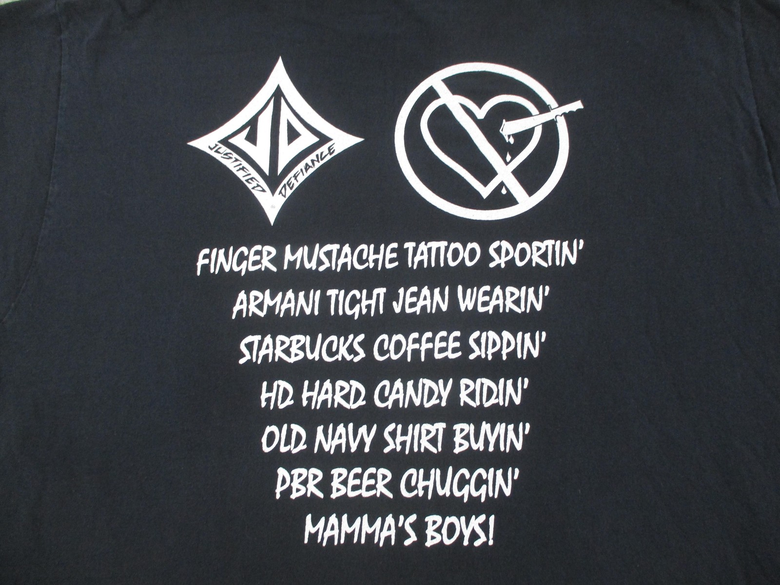 Jerzees Shirt Mens XL Black F U Hipster Graphic Funny Tee JD Logo Double Sided