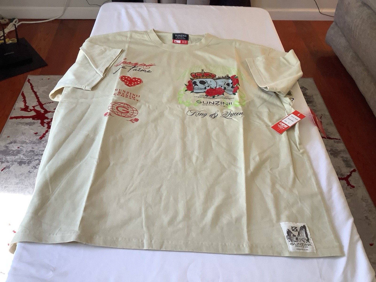Gunzinii XL Sand Colored Graphic Shirt. Short Sleeve. New With Tags