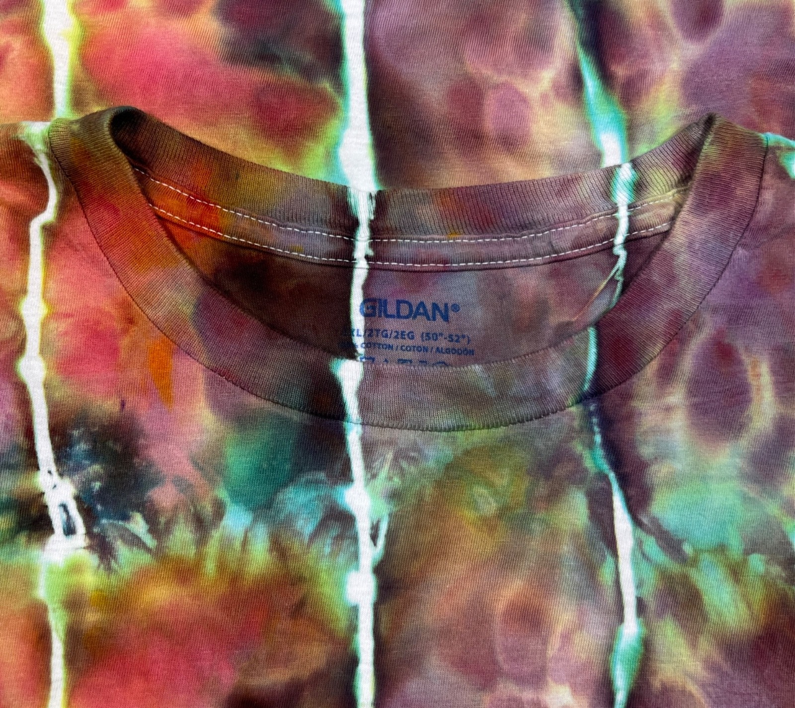Handmade Ice Tie Dye T-Shirt 2XL Mens Womens Soft Cotton Red Blue Rolled
