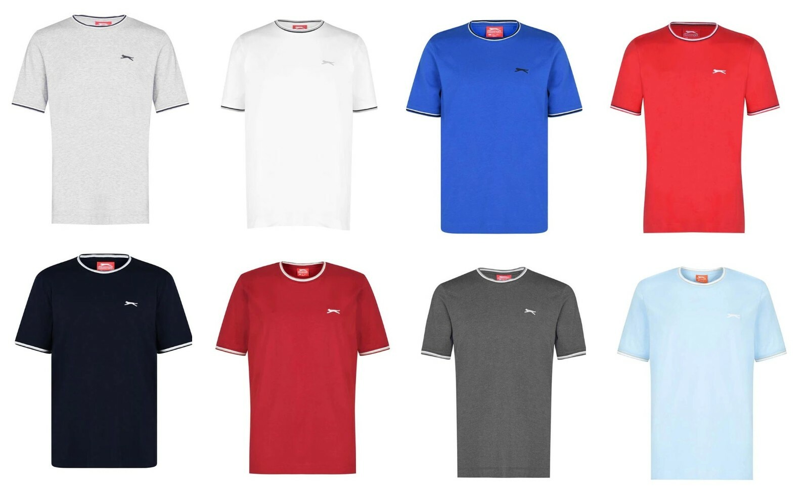 Mens Slazenger 100% Cotton Tipped Crew Neck T Shirt XS S M L XL XXL 3XL 4XL BNWT