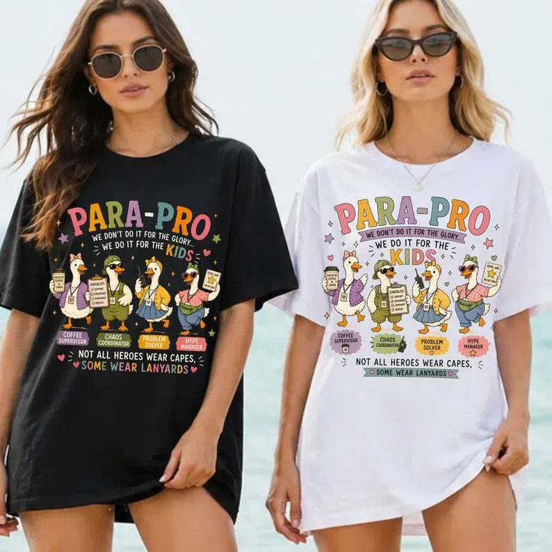 Paraprofessional Shirt Para Pro Teacher Assistant School Staff Gift Duck Tee