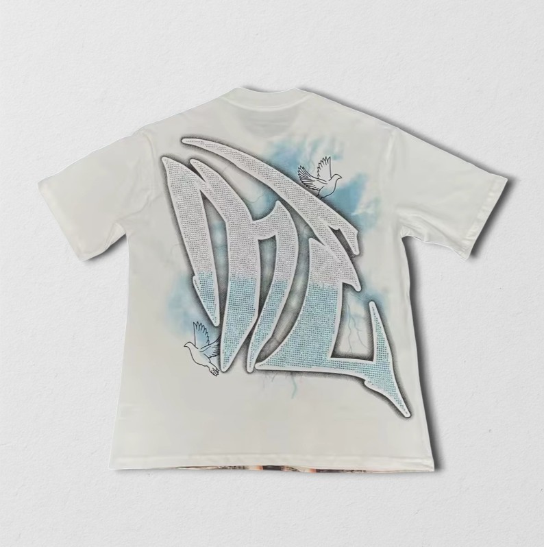 Mixed Emotion “Dove” Rhinestones Tee ‘White’ Streetwear Men’s T-Shirt Small-XL