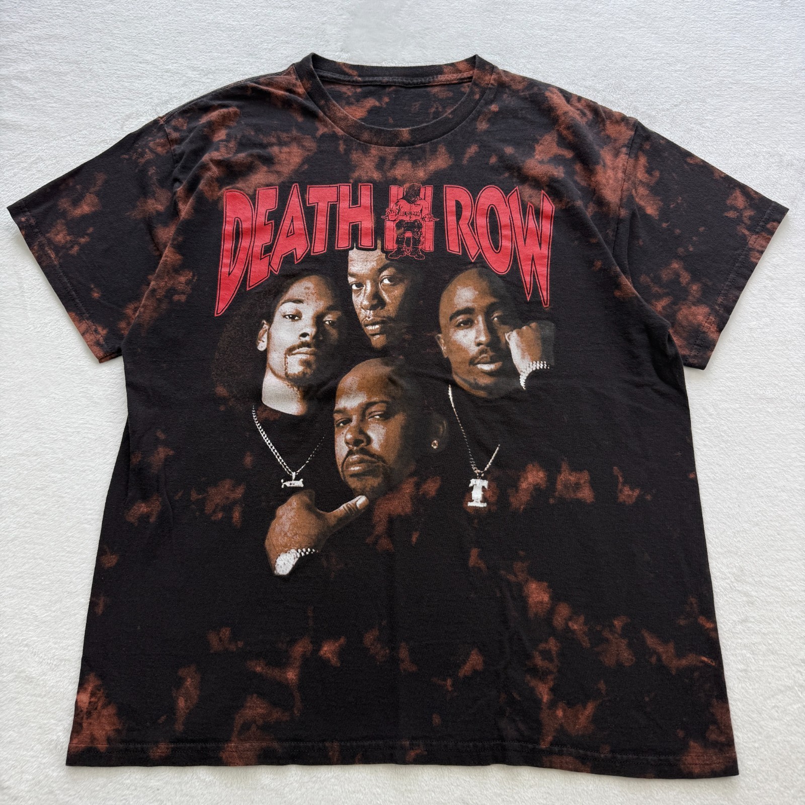 Vintage Style Death Row Records Tupac Rap Tee Bleach Tie Dye XL