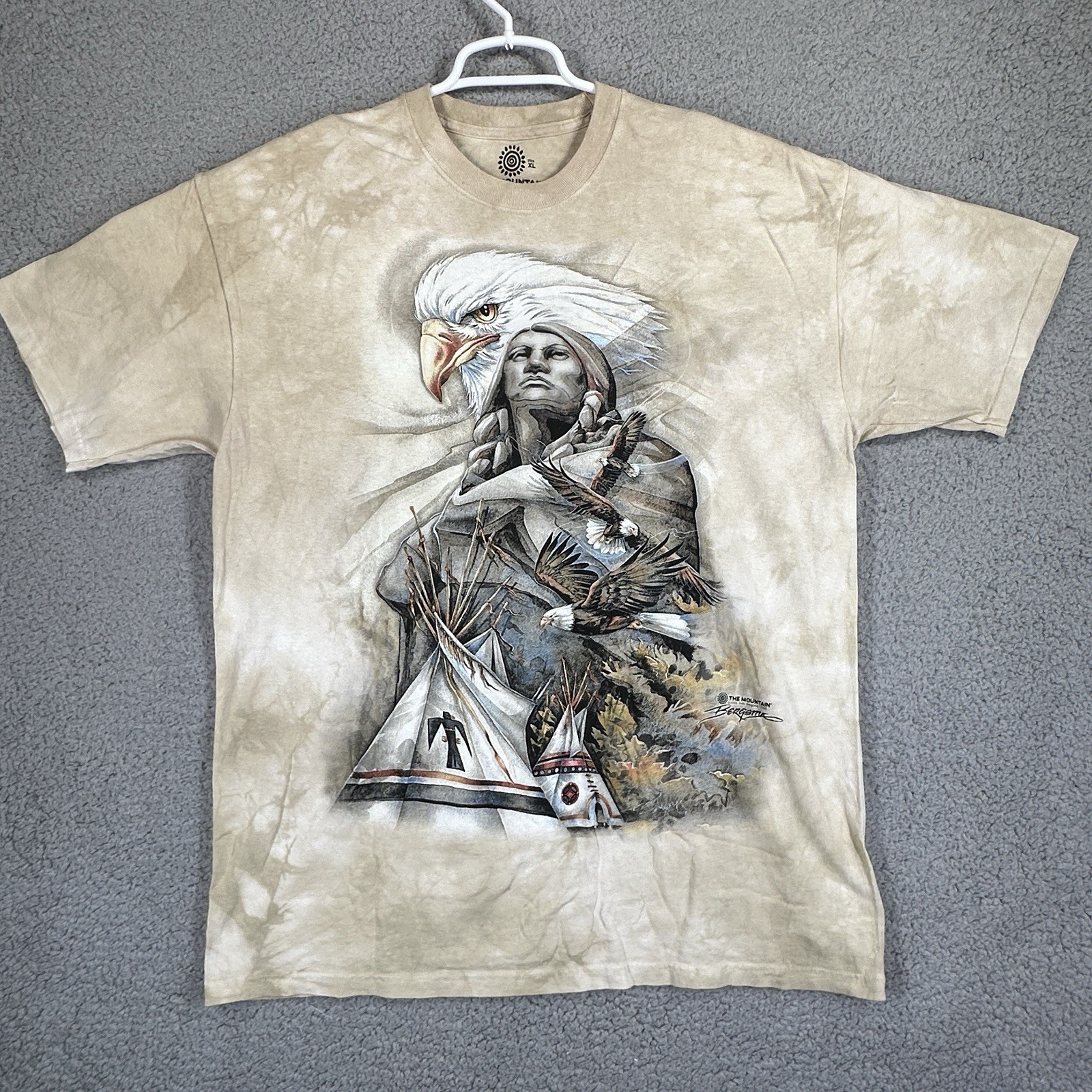 Native American Indian Eternal Spirit Eagle Spirited Chief Mountain Shirt XL
