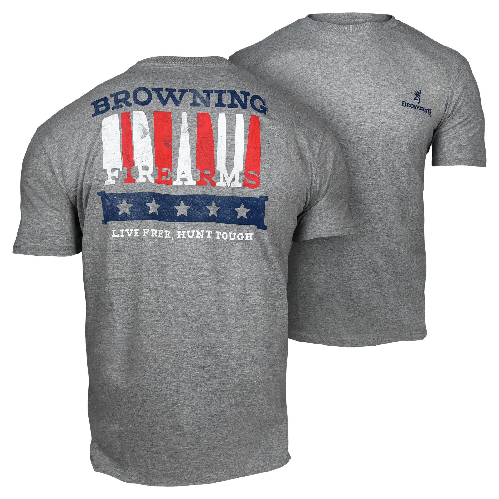 Browning Striped Firearms T-Shirt (L)- Graphite Heather