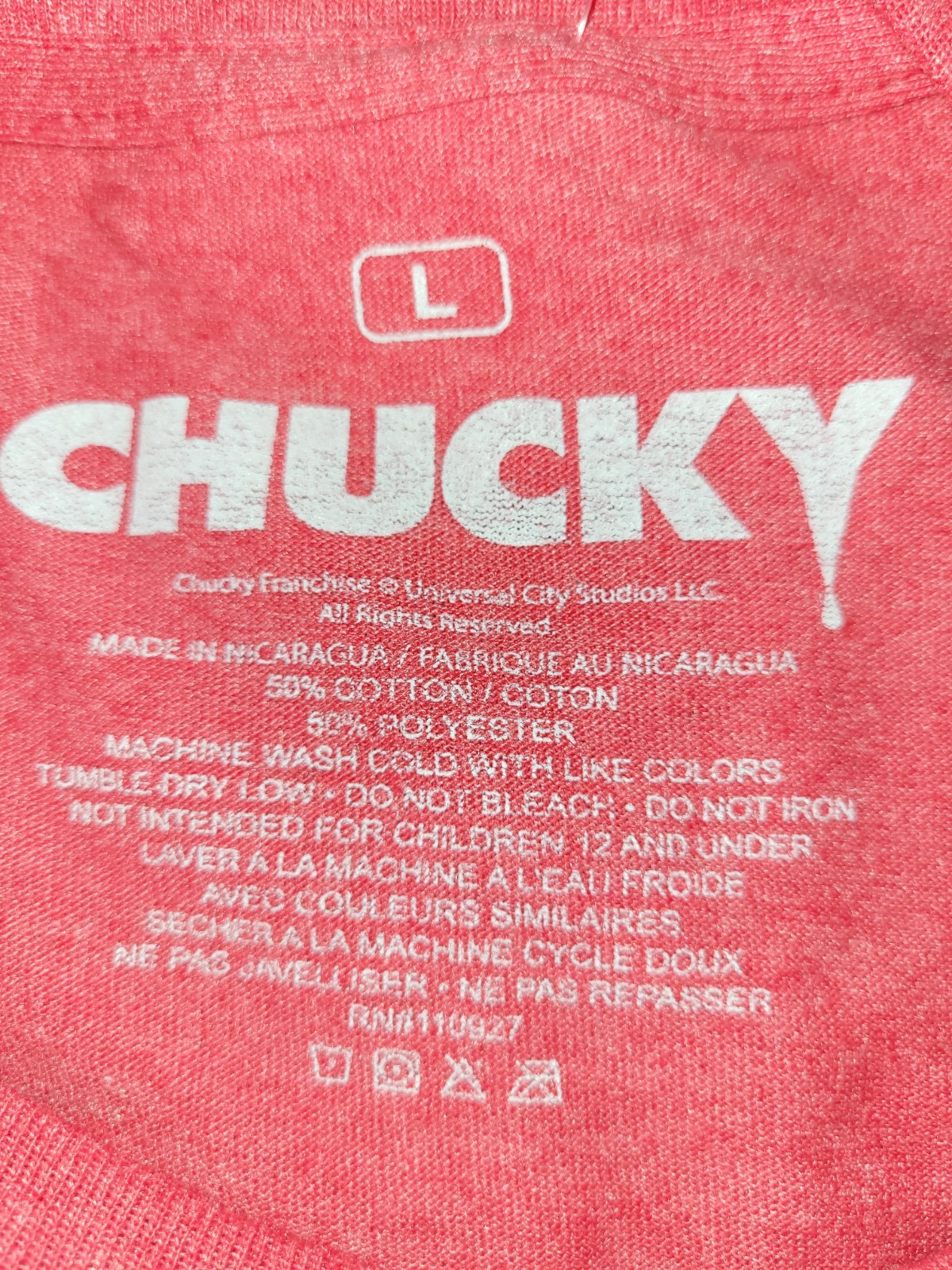 Chucky Mens Size Large No More Mr Nice Guy Child’s Play Red Short Sleeve Tshirt