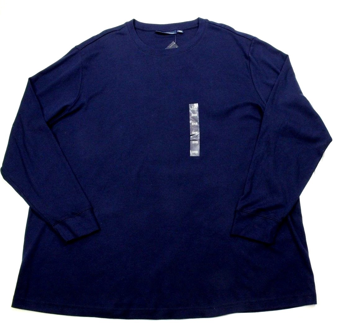 John Ashford Men’s Navy Blue Interlock Crew Neck Long Sleeve Shirt Size 3XB