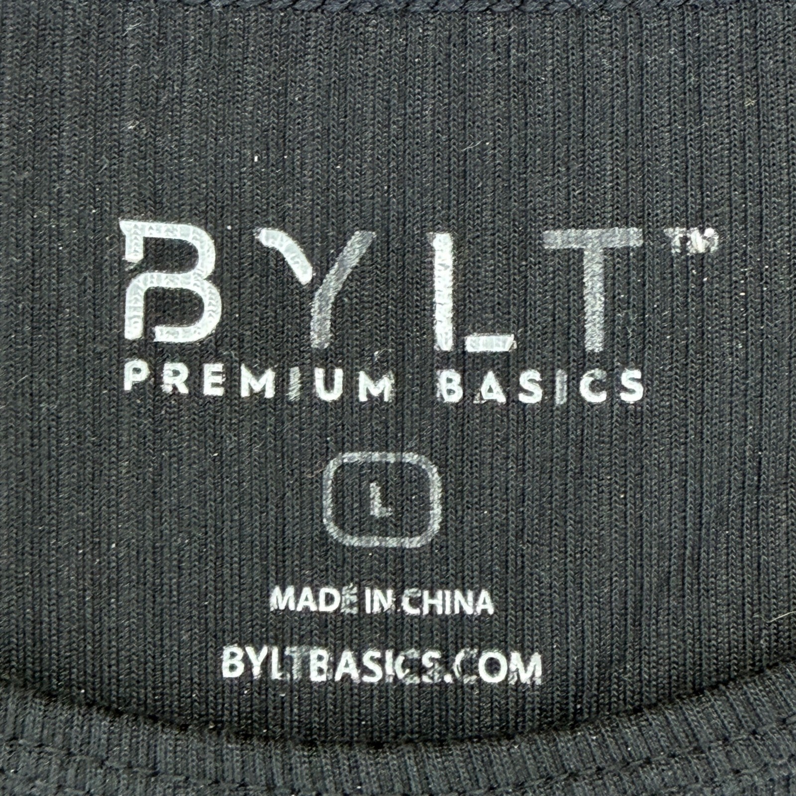 BYLT Premium Basics Mens Black Ribbed Short Sleeve T-Shirt MTSS0302-001 Size L