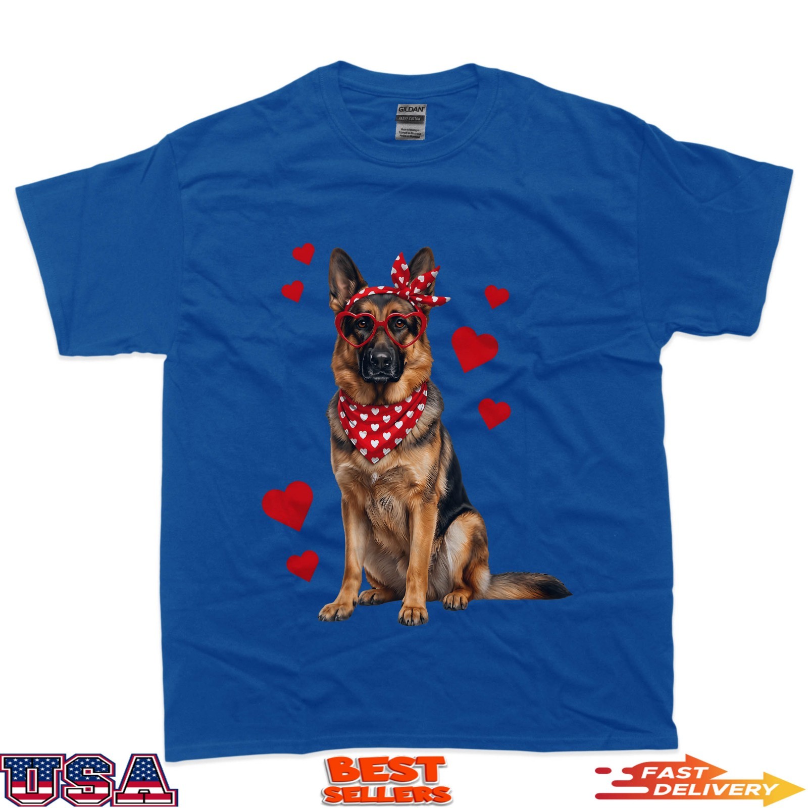 German Shepherd Valentines Day Dog Lover Heart T-Shirt