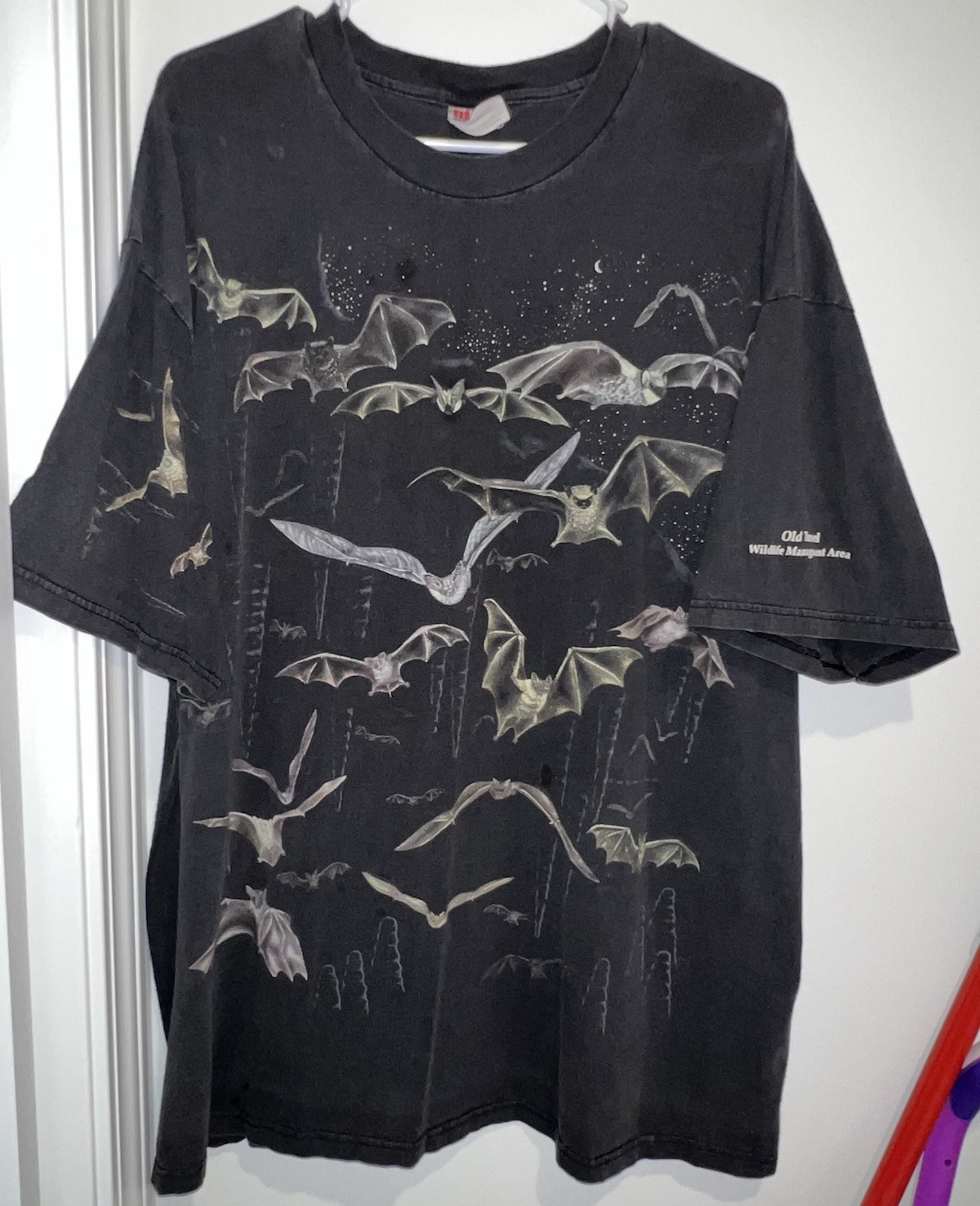 Vintage Old Tunnel Wildlife Bats Tee Shirt Mens 2XL Black Animal RARE