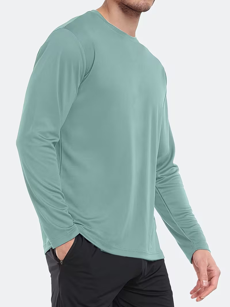 5 camisetas manga larga para hombres de secado rápido, Multicolor a la moda.