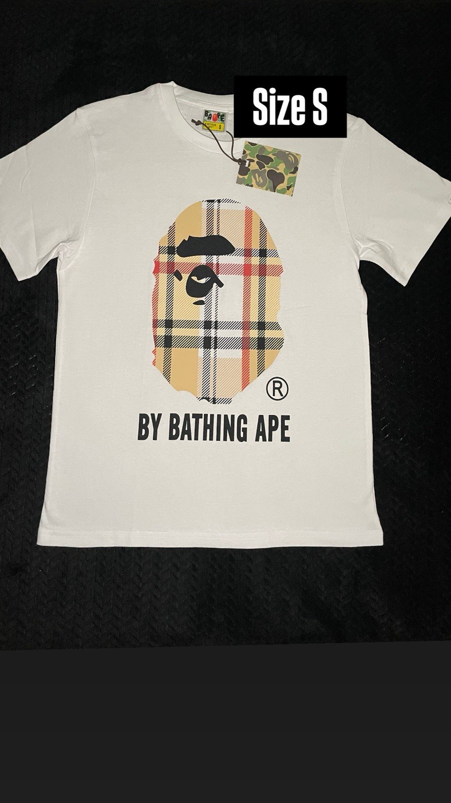 A Bathing Ape Men’s White Ape Head Logo Graphic Print Crew Neck T-Shirt S