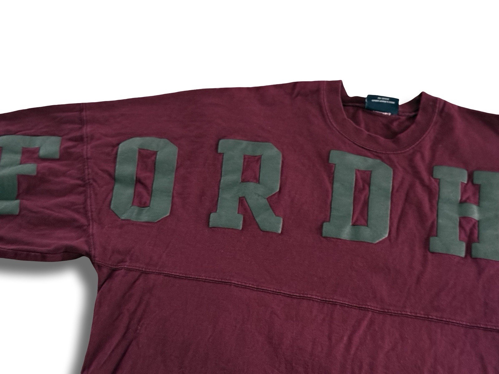 Vintage Spirit Jersey Fordham University Large Burgundy Gray Puff Print T-Shirt