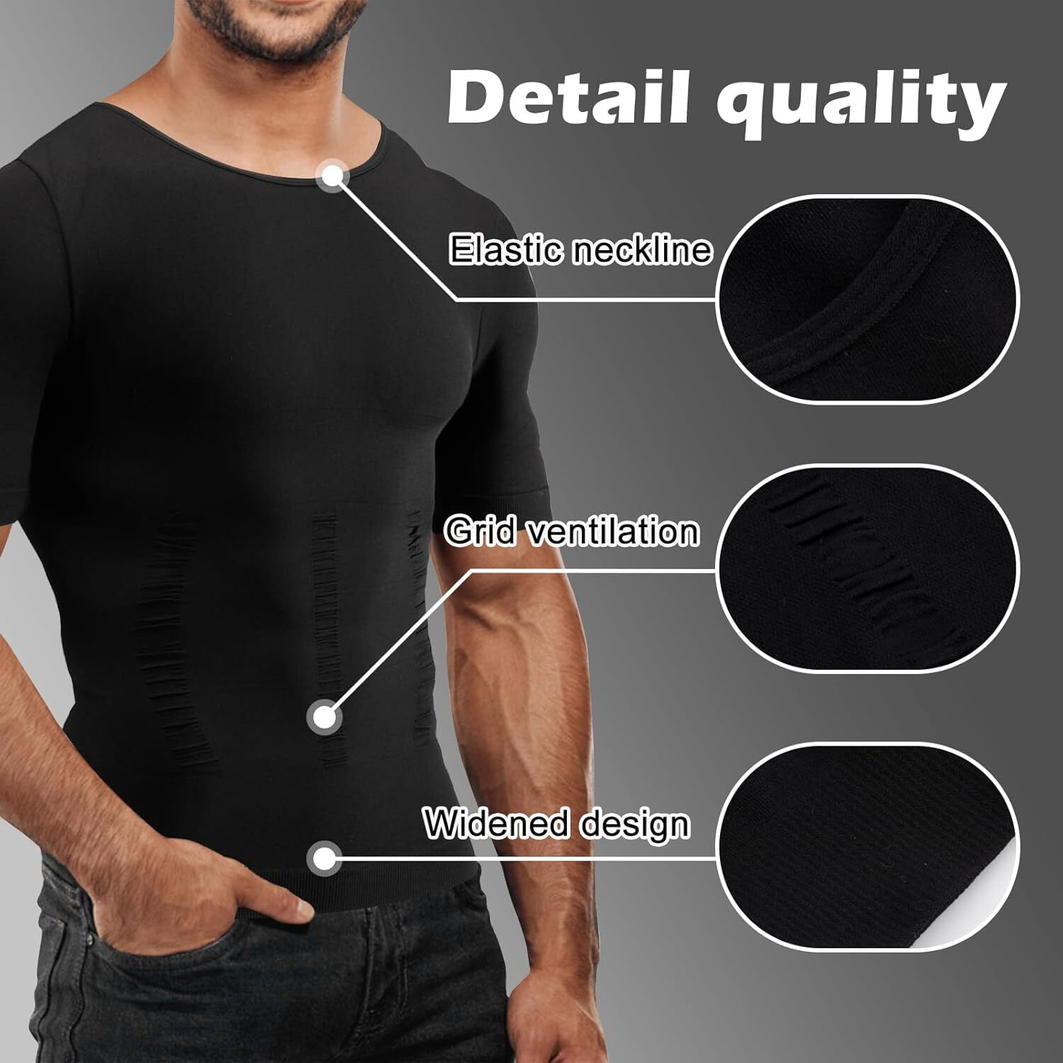 Men Compression Shirt Slimming Body Shaper Tummy Control Underwear Top Shapewear