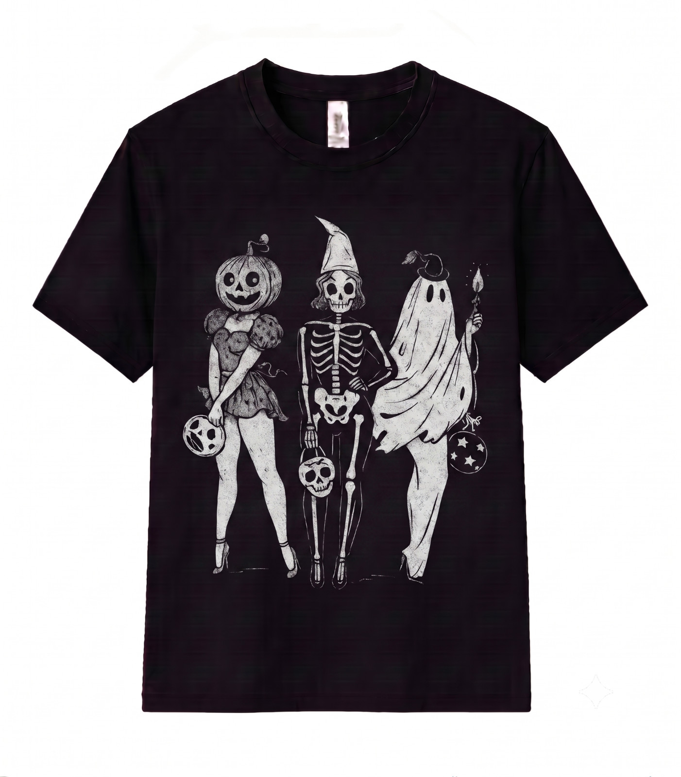 Halloween Spooky Girl Squad T Shirt Vintage Skeleton Ghost Pumpkin Retro Fall