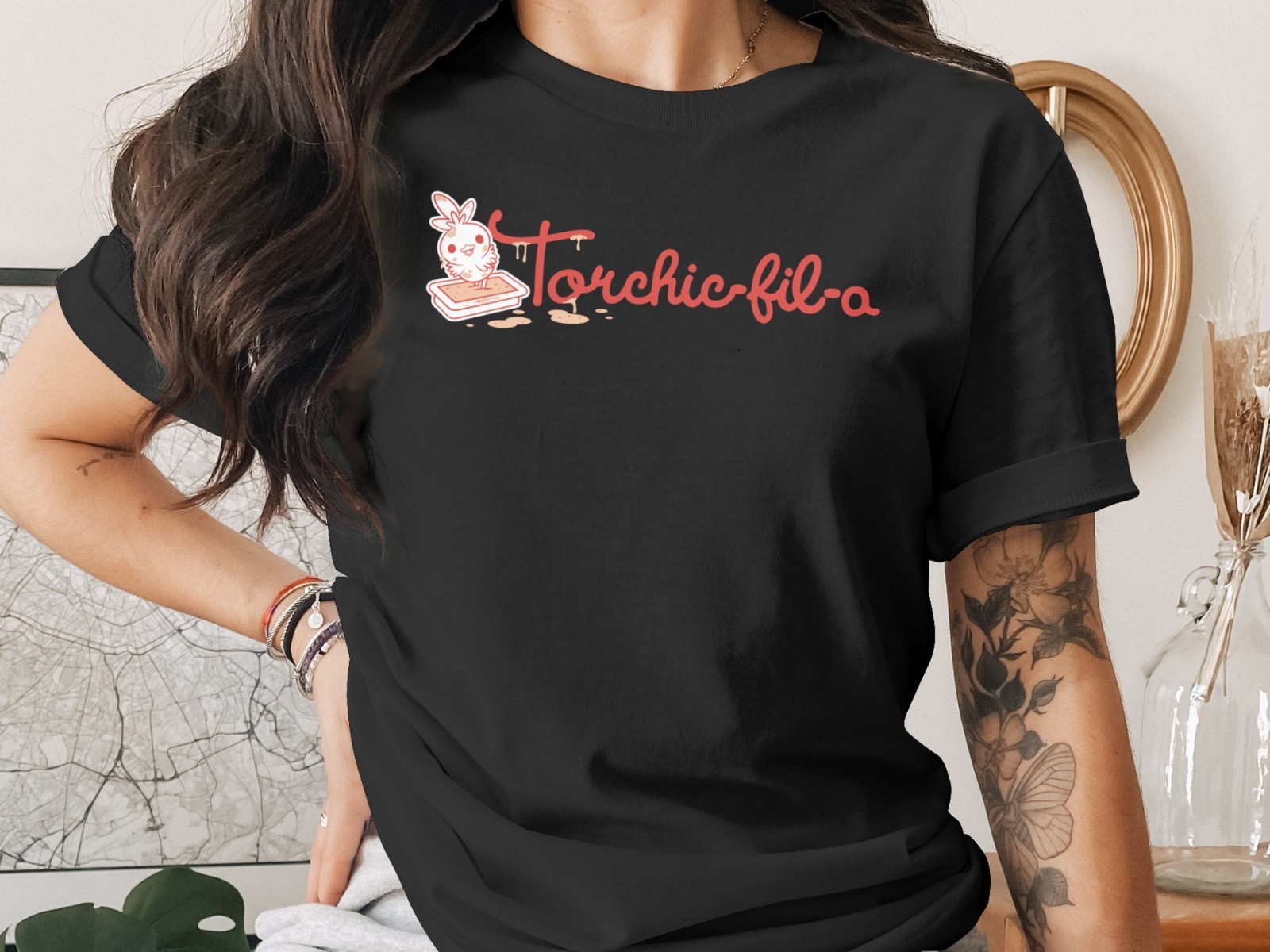 Torchic-fil-a Funny Gamer Parody T-Shirt Anime Inspired Unisex Tee Gift for Poke