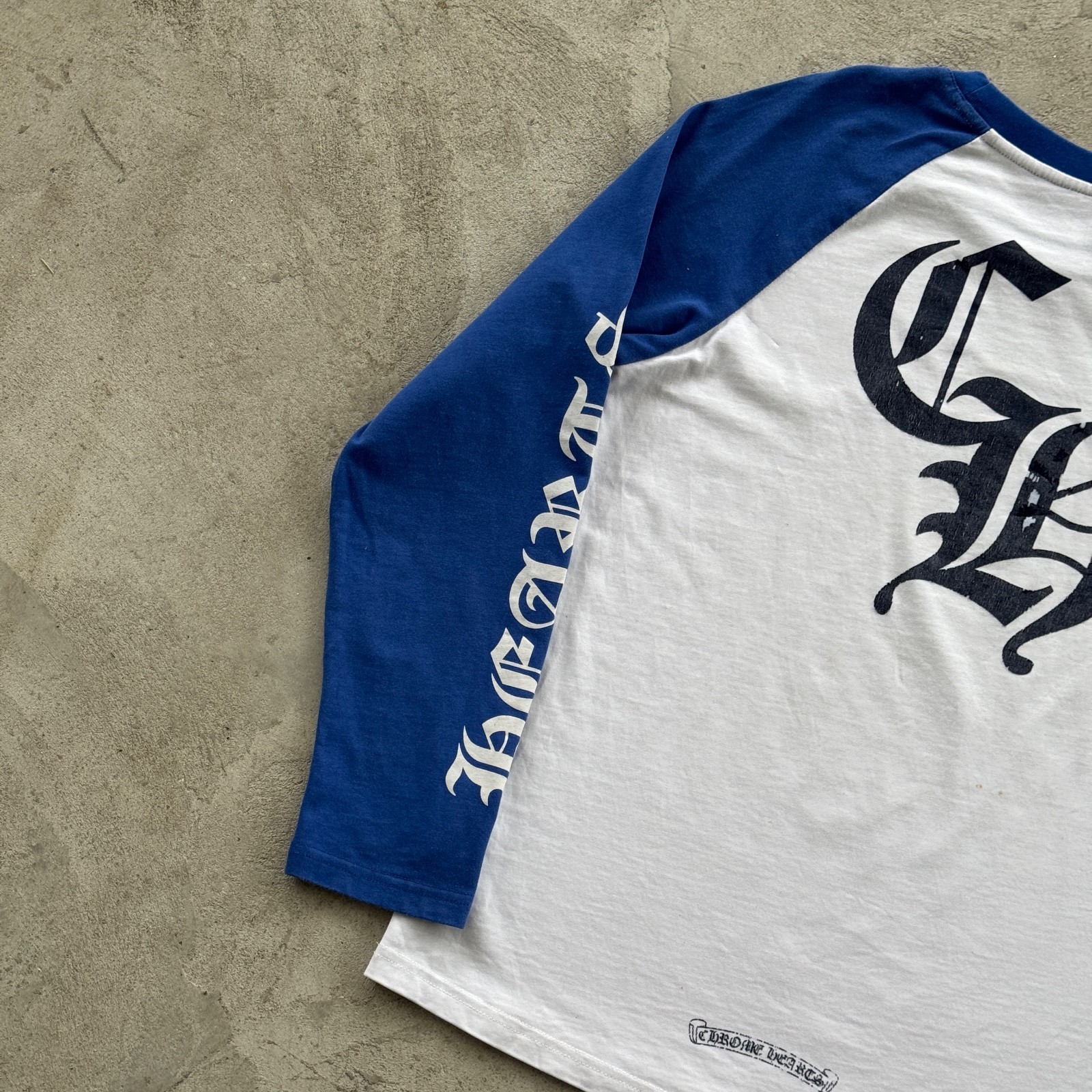 Vintage Chrome Hearts Longsleeve Tee Shirt Distressed Size M White Blue