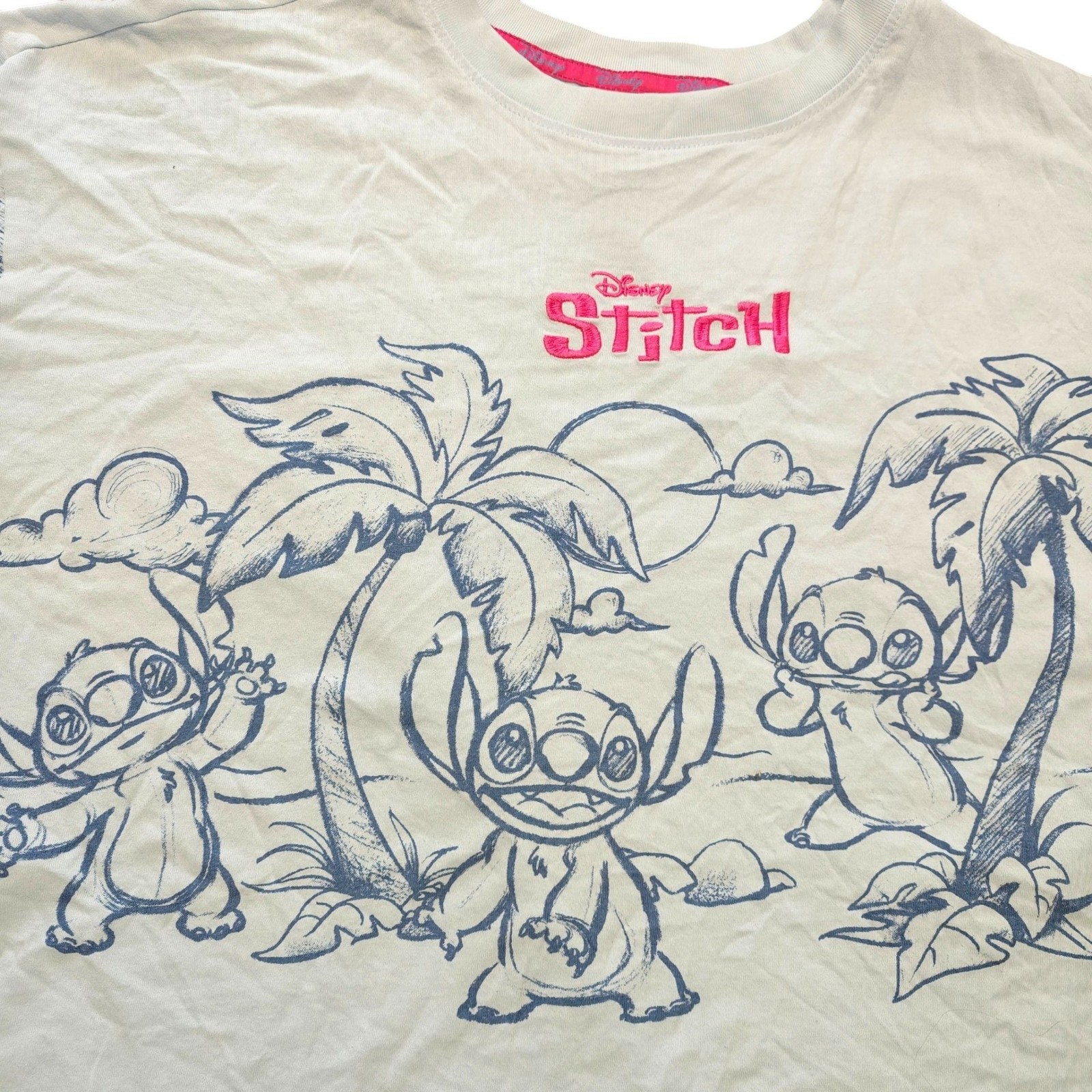 Disney Lilo & Stitch Embroidered Graphic T-Shirt Size XL