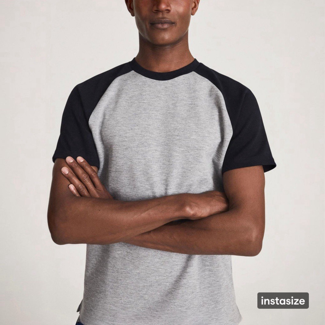 Reiss Mens Small Gray Colorblock Dudley Contrast Raglan Sleeve T-Shirt