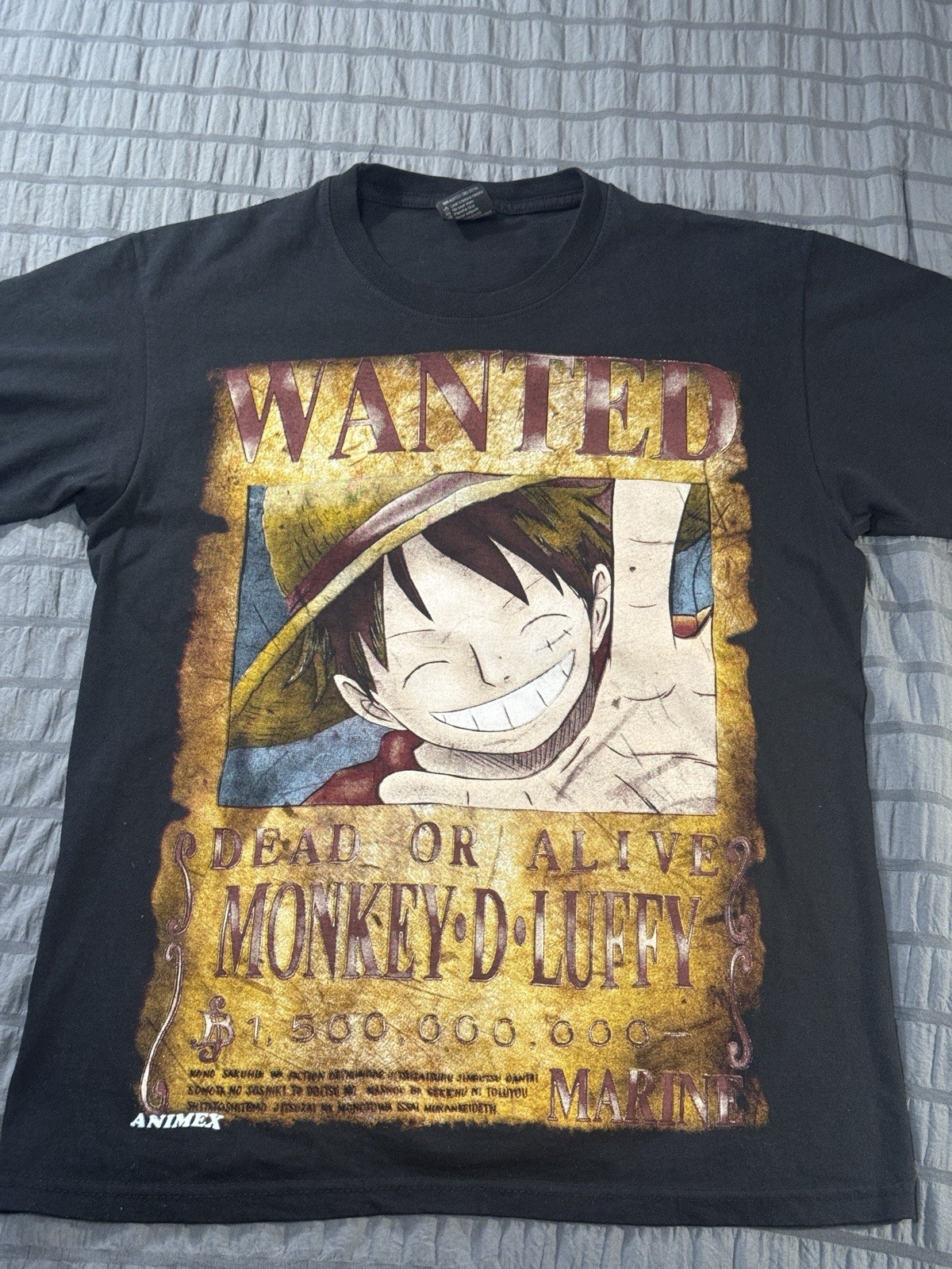 One Piece Monkey D. Luffy Graphic T-Shirt Wanted Poster Tee Size M