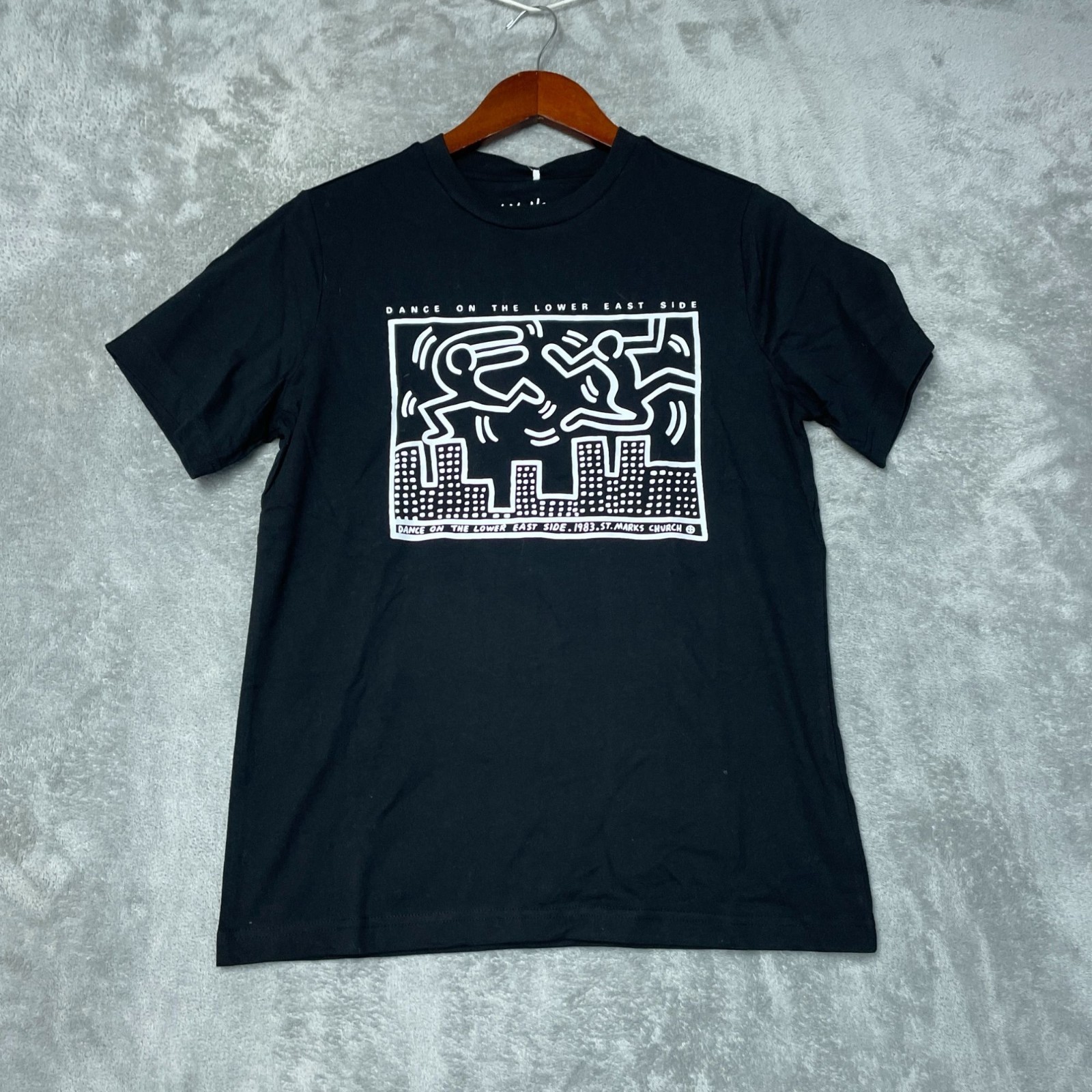 Keith Haring Men’s S Dance On The Lower East Side Graphic T-Shirt Black L1301