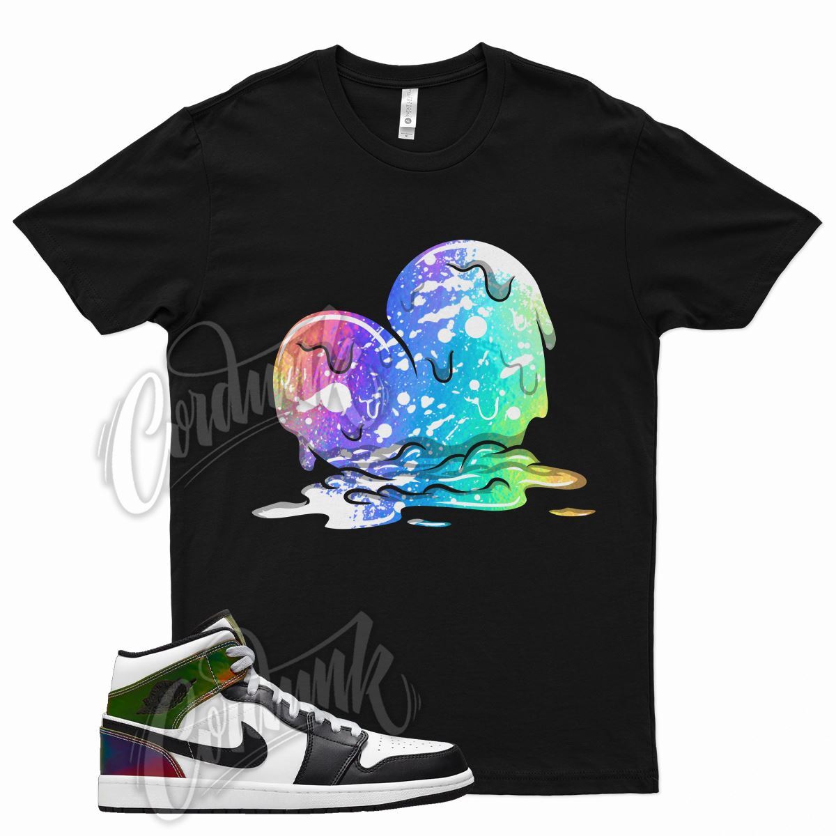 Black MELT T Shirt for Air J1 1 Color Change Heat Reactive Hologram Black