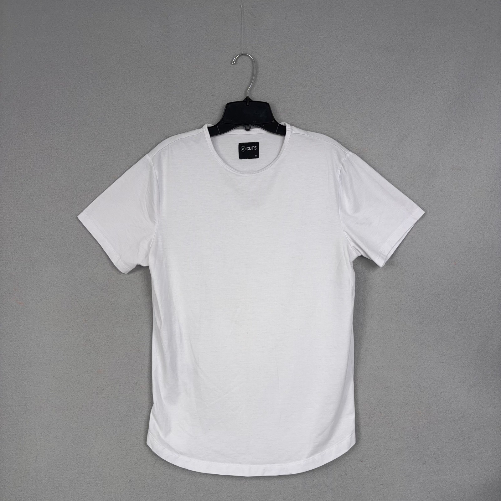 Cuts T-Shirt Mens Medium White Curved Hem PYCA Pro Minimalist Athleisure